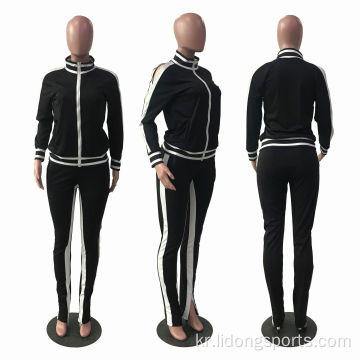 사용자 지정 어깨 두 조각 여성 sweatsuit 설정